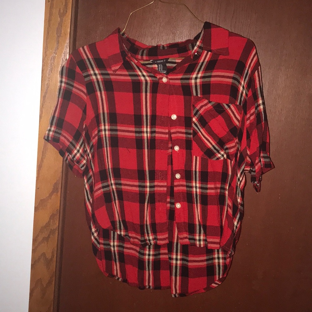 Forever 21 flannel shirt crop top
